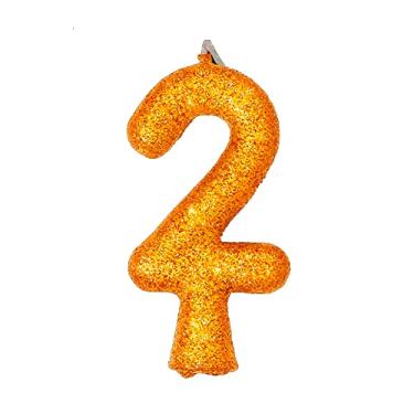 Imagem de Vela Puro Glitter Dourada N 2 - Embalagem com 1 unidade.