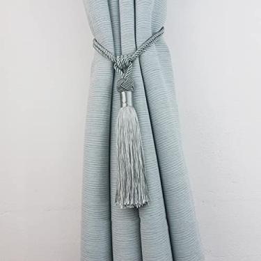 Imagem de Suportes de clipes de cortina Clipes de fivela de amarração Tiras de cortina de seda artificial Borlas Acessórios de cortina Decoração de janela para casa, azul