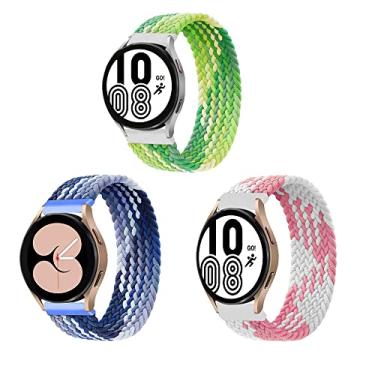 Imagem de ALMNVO 3 pacotes 22mm elástica Solo Loop Nylon Pulseiras para Samsung Galaxy Watch Band 46mm/3 45mm/Gear S3 Classic/S3 Frontier Bandas,Trançada Replacement Sport Wristbands,22mm-XS