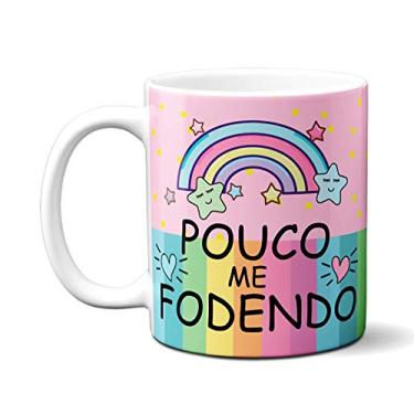 Imagem de Caneca Engraçada Unicórnio Xingando Pouco Me fodendo Xícara
