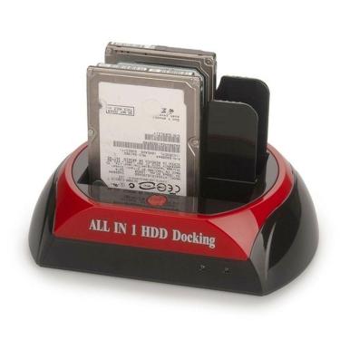 Imagem de DOCK STATION USB P/ 2 HDs CASE 2.5/3.5 SATA HDD COM LEITOR DE CARTÕES UNIVERSAL