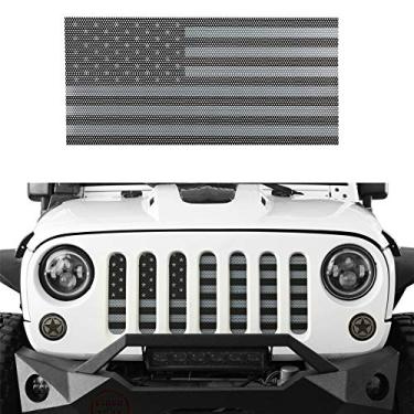 Imagem de Hooke Road Front Bandeira Americana Enchimento de Grelha Jeep Old Glory para Jeep Wrangler JK & Wrangler ilimitado 2007-2018 (Black Out)
