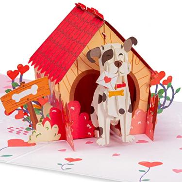 Imagem de Paper Love Cartão pop-up de casa de cachorro 3D, para dia dos namorados, aniversário, dia das mães, adultos ou crianças, todas as ocasiões - capa de 12,7 x 17,7 cm - inclui envelope e etiqueta de nota