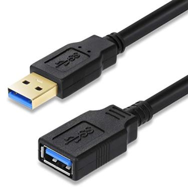 Imagem de Cabo de extensão USB, USB 3.0 tipo A macho para um cabo de extensão fêmea transferência de dados 5 Gbps para USB Flash Drive, mouse, Xbox, teclado, leitor de cartão, impressora etc., 15FT