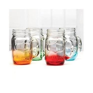 Imagem de Copos Mason Jar Cores Mistas - Conjunto de 4