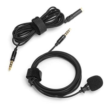 Imagem de 01 Microfone com clipe de colarinho, 3,5 mm, cabo de áudio, microfone para entrevista, para tablets para telefones celulares para ouvir gravação ao (preto)
