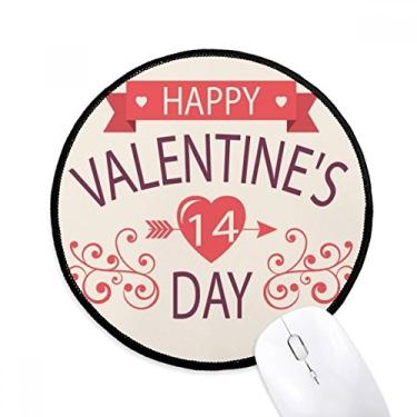Imagem de DIYthinker Tapete de mouse vermelho feliz dia dos namorados 14 coração flecha tapete de mesa escritório redondo para computador