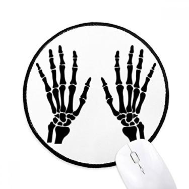 Imagem de Mouse pad esqueleto mão humana padrão preto tapete redondo para escritório para computador