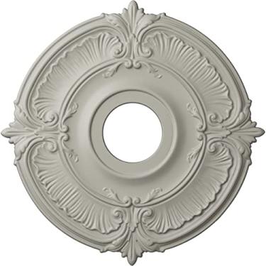 Imagem de Ekena Millwork CM18ATPCF Medalhões decorativos de teto modelados de acordo com padrões e designs históricos originais, pote de creme
