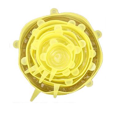 Imagem de Conjunto de tampas elásticas de silicone para cozinha com 6 peças, tampas reutilizáveis Insta Tampas de silicone reutilizáveis para substituição de vários tamanhos, seguro para geladeira e micro-ondas