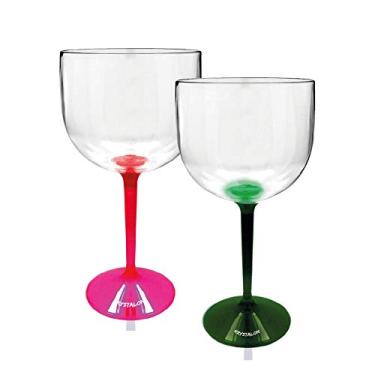 Imagem de Kit 2 Taças Gin Bicolor Rosa e Verde Acrílico Ps KrystalON