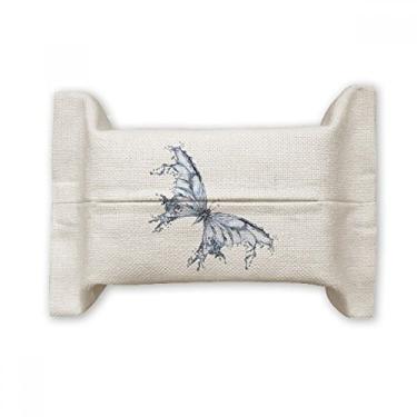 Imagem de Blue Butterfly Kite Suporte de capa de papel para lenços faciais, saco de linho de algodão