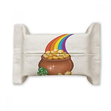 Imagem de Clover Shine Rainbow Ireland St.Patrick's Day Suporte de capa de papel para lenços faciais Bolsa de linho de algodão