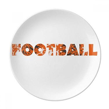 Imagem de Prato de futebol com palavra laranja elegante de porcelana salver louça de jantar