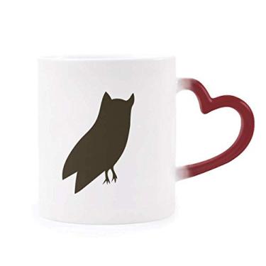 Imagem de Caneca preta coruja animal retrato sensível ao calor caneca vermelha muda de cor