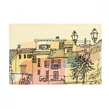 Imagem de DIYthinker Tapete de chão colorido com pintura da cidade da França, tapete antiderrapante para porta de banheiro