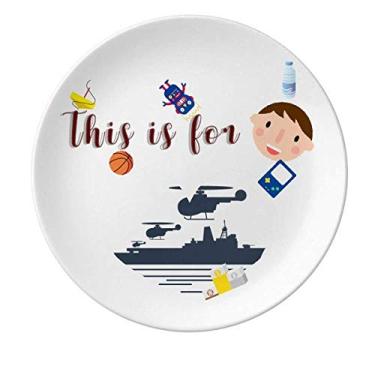 Imagem de Helicóptero Navio Wave Placa de Porcelana Militar Jantar Prato Redondo Masculino
