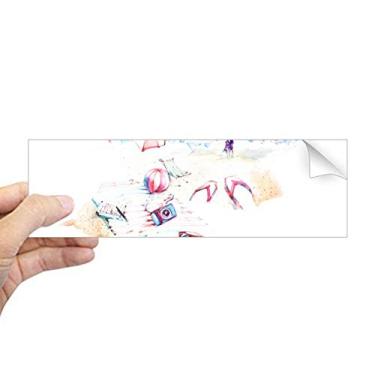 Imagem de DIYthinker Adesivo retangular de para-choque com pintura de aquarela Bumbersull da praia para notebook decalque de janela