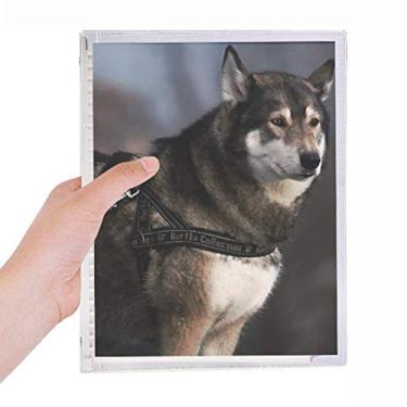 Imagem de Caderno Dog Husky Animal Lonely Night com folhas soltas e diário recarregável