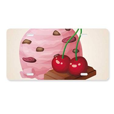 Imagem de DIYthinker Placa de carro com bola de sorvete roxa chocolate cereja acessório de aço inoxidável para decoração de carro