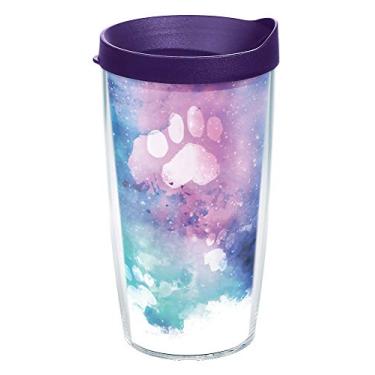 Imagem de Tervis Copo de viagem com isolamento térmico de parede dupla feito nos EUA com impressão de pata mantém as bebidas frias e quentes, 473 ml, clássico