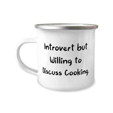 Imagem de Presentes exclusivos para cozinhar, Introvert but Willing to Discuss Cooking, Caneca de campista inapropriada de 355 ml para amigos de