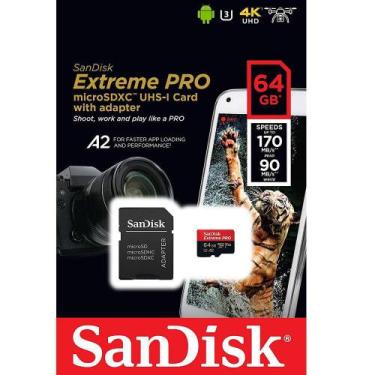 Imagem de Micro Sdxc Sandisk Extreme Pro 64Gb C10 U3 A2 170Mbs Lacrado