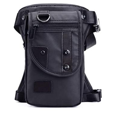 Imagem de Fekesu Bolsa de perna Oxford para homens, motociclismo, andar de moto, feminina, pochete para atividades ao ar livre, viagens, pesca, caminhadas, ciclismo, bolsas de quadril preta
