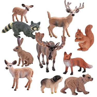 Imagem de Milageto 10x Zoo Animals Estatuetas Animais Figuras Brinquedos Miniatura Presente Decorações para Casa Animais Selvagens para Home Desktop Sala