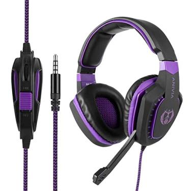Imagem de Fone de ouvido isolamento de ruído com microfone, controle de volume, surround de graves, jogo de vídeo game para computador ps4 ps5 (Roxo)