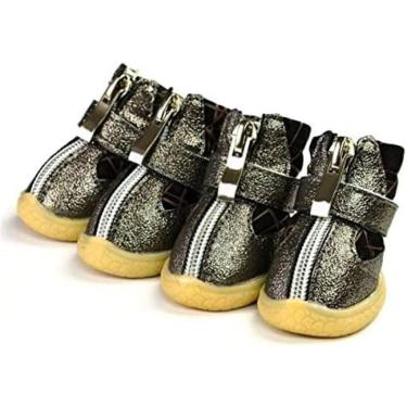 Imagem de 4 Pçs/conjunto Sapatos De Cachorro De Estimação Neve Botas De Cachorro De Inverno Com Zíper À Prova D'água PU Super Quente Antiderrapante XS-XL Produto De Gato De Estimação Durável,C,M.,Constructi