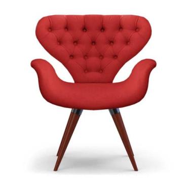 Imagem de Poltrona Com Capitonê Cadeira Tulipa Vermelha Base Fixa - Clefatos