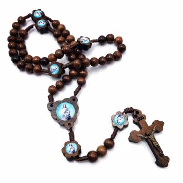 Imagem de Terço Nossa Senhora Imaculada Conceição Madeira Imbuia 8 Mm