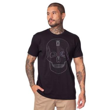 Imagem de Camiseta Masculina Over Surf Skull Strass Preto
