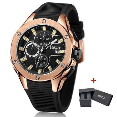 Imagem de Relógio Masculino Baogela 22608 à Prova D`água Ouro Rosa