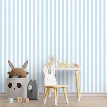 Imagem de Papel De Parede Adesivo Infantil Listrado Azul