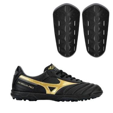 Imagem de Kit Chuteira Society Mizuno Morelia Ii Pro As Masculina + Caneleira Penalty Matis X-Masculino