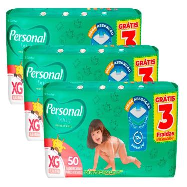 Imagem de Kit 3 Fraldas Personal Soft e Protect Hiper XG 50 Unidades