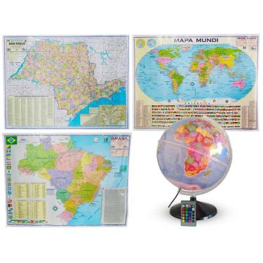 Imagem de Kit Globo Terrestre Prisma RGB 30cm + Mapas Atualizados