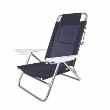 Imagem de Cadeira Reclinável 6 Posições Com Almofada Alumínio Praia Camping Pisc
