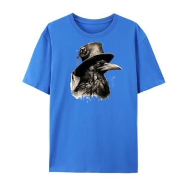 Imagem de Qingyee Camisetas Gothic Black Crow, Black Raven Camiseta com estampa Blackbird para homens e mulheres., Azul corvo, M