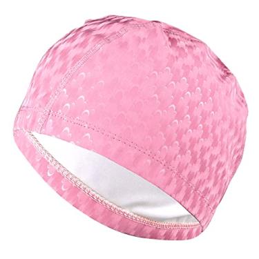Imagem de WooWill Toucas de natação para mulheres nadando 3 bonés de poliuretano de cor pura adultos e crianças alta elasticidade respirável ajuste ambos natação longo e curto touca de banho antiderrapante, 02