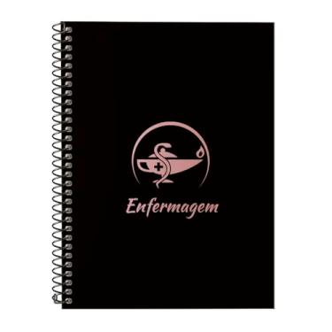 Imagem de Caderno Universitário Espiral 1 Matéria Profissões Enfermagem (Preto e Rosê)