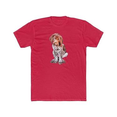 Imagem de Camiseta masculina de algodão com ponteiro alemão de cabelo curto "Benny" da Doggylips, Vermelho sólido, M