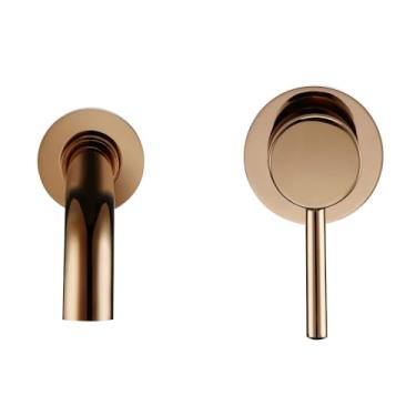 Imagem de Torneira para pia de banheiro embutida, preto, cromado, ouro rosa, latão polido escovado, alça única, água fria, 260 mm