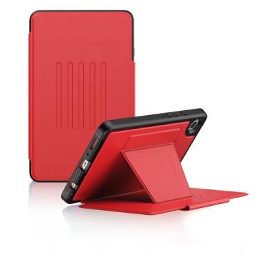Imagem de Capa com suporte magnético para Samsung Galaxy Tab A9 de 8,7 polegadas, capa BLOSOMEET Auto Sleep/Wake com slot para cartão para Galaxy Tab A9 SM-X110/X115/X117, vermelha