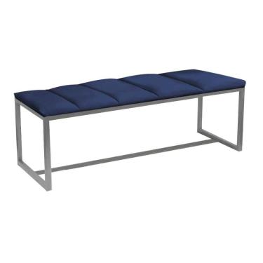 Imagem de Calçadeira Carla 195cm King Size Quarto Box Cama Ferro Cinza Sintético Azul Marinho - Ahazzo Móveis