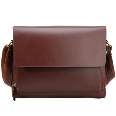 Imagem de Bolsa mensageiro masculina de couro legítimo, mala grande, bolsa de ombro para escritório, negócios, viagens, faculdade, a