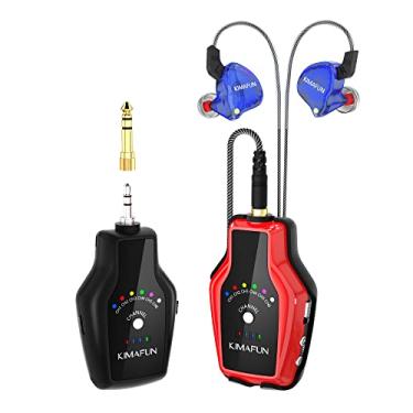 Imagem de KIMAFUN Sistema de monitor intra-auricular sem fio 2,4G Sistema IEM Transmissor Receptor de cinto para desempenho em palco, ensaio de banda, amplificador de guitarra, baixo, alto-falantes, gravação de câmera, transmissão ao vivo