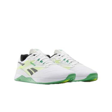 Imagem de Reebok Tênis unissex adulto Nano X4, Calçado branco/amarelo ácido solar/verde esportivo, 10 Women/8.5 Men